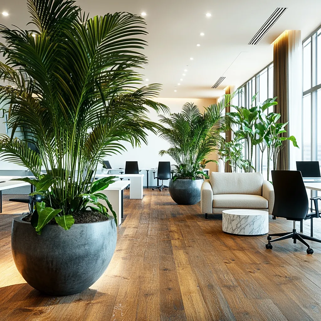 Modern office greening with plant systems and moss wall in Berlin